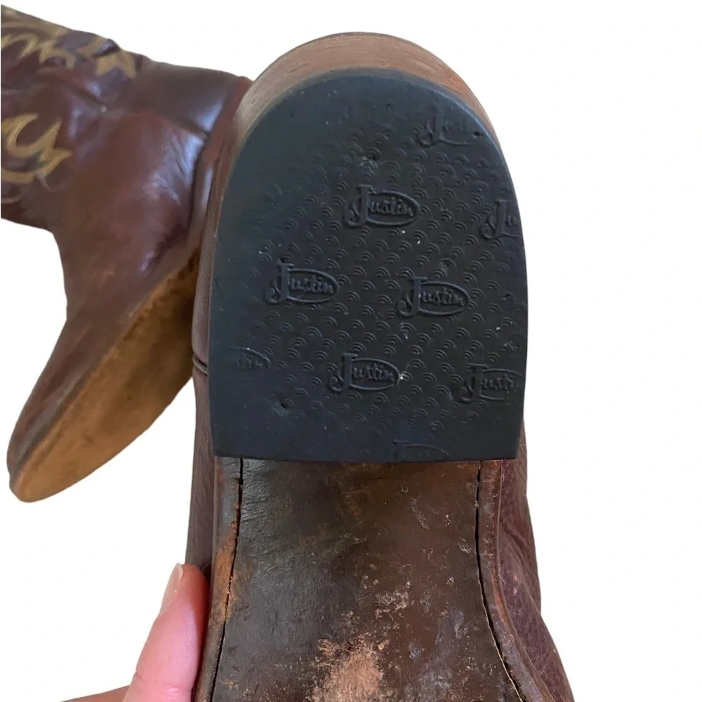 Justin Men’s Western Boot Chocolate Brown Leather Mallorca 1472 Size 10 EE